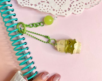 Kawaii Matcha Ice Cream Shop Keychain Keyring Bag Charm Handmade anime cartoon character accessory gift Japan