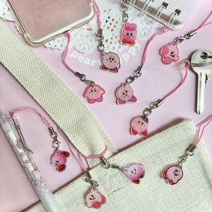 Kirby Style series mini Acrylic Keychain Keyring Phonecharm vintage Handmade anime cartoon character accessory gift gamer pink