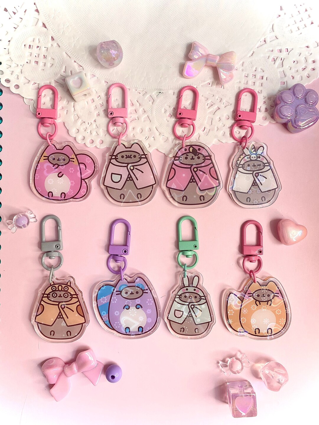 Cosplayer Introduction Character Keychain Cute Kitty Cat Cosplay Series Style Acrylic Keychain Keyring Phonecharm ...