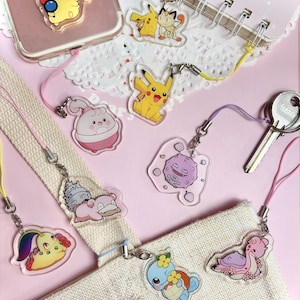 Poké style Classics series Acrylic Keychain Keyring Phone charm japanese Handmade anime cartoon character accessory gift poke