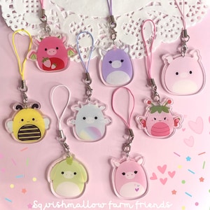 Squishmallow style farm friends Acrylic Keychain Keyring/ Phonecharm Handmade kawaii anime cartoon character accessory animal lover gift