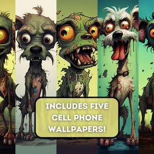cute, cartoon zombie dog - cell phone wallpaper