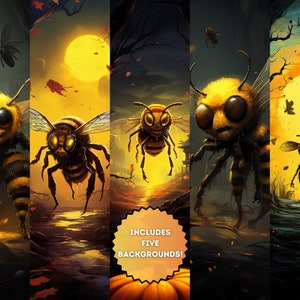 Psychedelic Buzz: Deranged Cartoon Bee Mobile Wallpapers/Backgrounds