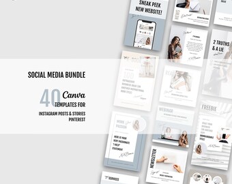 Premium CANVA Social Media Bundle for business owners | Templates for INSTAGRAM post & stories + PINTEREST | Premium Social Media Templates