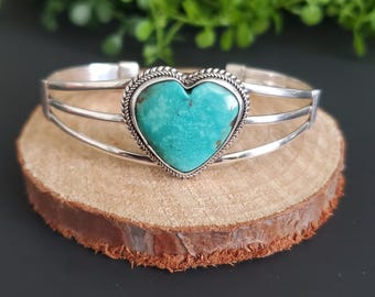 AAC #009 | ロイストン ターコイズ ハート ブレスレット カフ