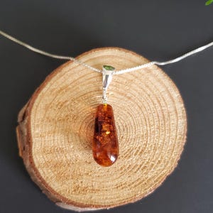 Classic Amber Drop Pendant/  Amber Pendant Necklace/Baltic Amber Pendant/Sterling Silver Pendant/Gift/P151