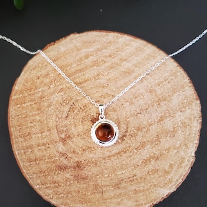 Small Baltic Amber Round Pendant/ Dainty Amber Pendant Necklace/Baltic Amber Adjustable Necklace/Sterling Silver Pendant/Gift/P95