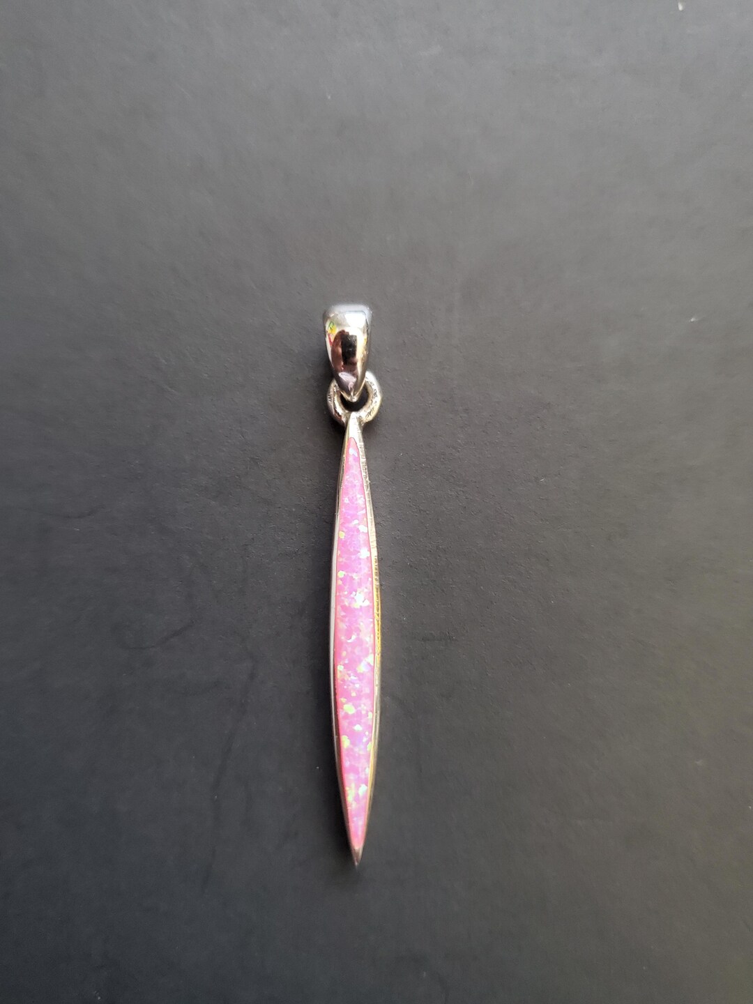 Pink Fire Opal Pendant/opal Inlay Necklace/pink Inlay Pendant/pink Opal ...