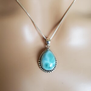 Larimar Gemstone Necklace/Stunning Larimar Pendant Necklace/One of a Kind Necklace/Sterling Silver Pendant/A62