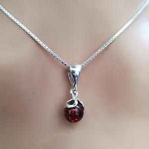 Baltic Amber Drop Pendant/Dainty Amber Necklace/Boho Pendant/Sterling Silver Necklace/Gift For Her/A40