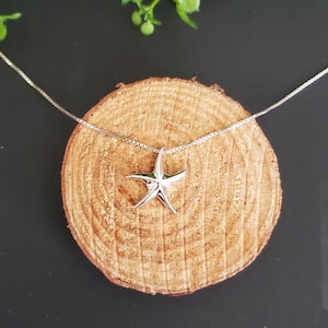 Silver Starfish Pendant/ Dainty Starfish Pendant Necklace/ Sea Star Necklace/Sterling Silver Pendant/Gift/T57
