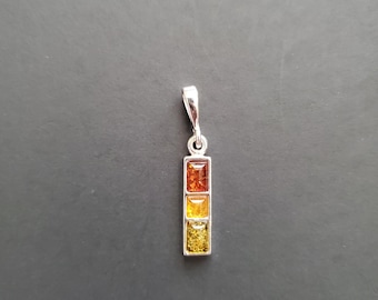 Mosaic Baltic Amber Pendant/Celtic Amber Pendant Necklace/Colorful Baltic Amber Pendant/Sterling Silver Pendant/Gift For Her/P33