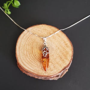 Baltic Amber Drop Pendant/ Amber Pendant Necklace/Baltic Amber Necklace/Sterling Silver Pendant/Gift/P102