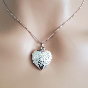 Heart Locket/ Flower Locket Necklace/ Silver Locket Pendant/Sterling Silver Pendant/Gift/T65