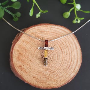 Multicolor Amber Cross Pendant with Sterling Silver Chain/ Amber Pendant Necklace/Baltic Amber Pendant/Sterling Silver Pendant/P198
