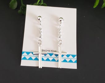 Pendientes de cruz de plata de ley/Pendientes colgantes/Plata de ley/Regalo/T113