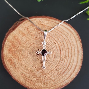 Dainty Amber Cross Pendant with Sterling Silver Chain/ Small Amber Pendant Necklace/Baltic Amber Pendant/Sterling Silver Pendant/P212