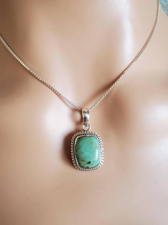 Turquoise Necklace With Chain/ Turquoise Pendant Necklace