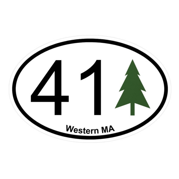 41(tree) Western MA (413) Area Code Sticker, Massachusetts, Water and UV Resistant Sticker/Decal, for Indoor and Outdoor Use