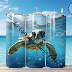 3D Baby Schildkröte 20 oz Skinny Tumbler Sublimation Design, Straight Wrap, Tumbler Wrap, Tumbler Png, Instant Download, Tierdesign, niedlich.