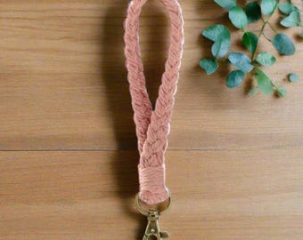 Handmade Macrame Wristlet Keychain: Boho Braided Key or Bag Strap