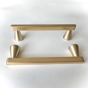 Matte Brushed Brass Drawer Pulls: Square Bar Cabinet Handles