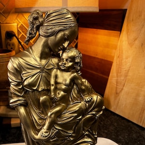 Vintage Italian Madonna and Child Wall Plaque – Gilded Plaster Relief