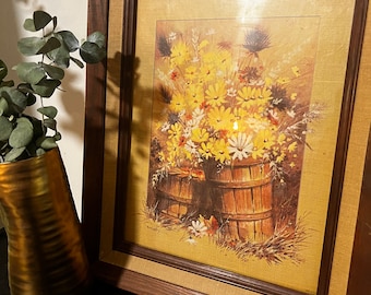 Vintage 1970s Framed Floral Print