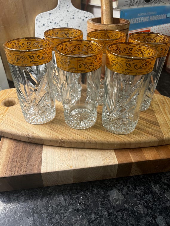 Studio Silversmith Crystal Juice Glasses with Gol… - image 2