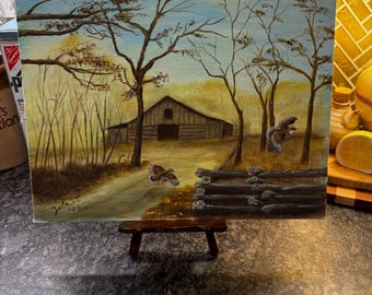 Original Fall Farm Landscape on Canvas Board (11" x 14")
