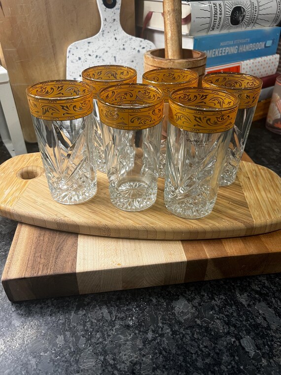 Studio Silversmith Crystal Juice Glasses with Gol… - image 1