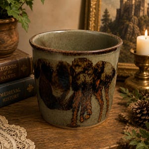 Vintage Studio Pottery Planter | Earth Tone Drip Glaze Ceramic Cachepot
