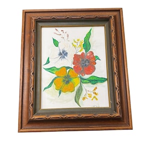 Vintage Original Floral Painting | Signed | 1975 | Framed 14&quot;x12&quot;