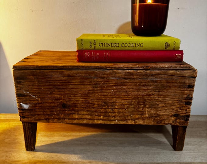 Rustic Wooden Stool Primitive Farmhouse Bench Small Wood Riser Handmade ...