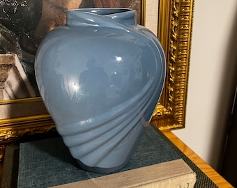 1980s Haeger Blue Drape Wrapped Vase