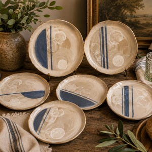 Set of 6 Wakeful Traveler Studio Pottery Dinner Plates | Handmade Ceramic Plates