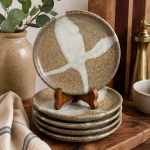 Handmade Studio Pottery Dessert Plates – Set of 5 | Signed Artisan Stoneware