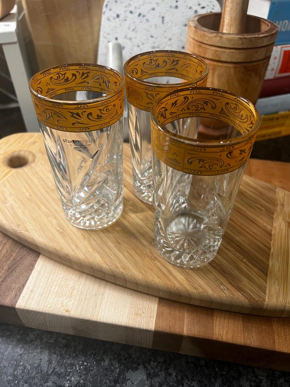 Studio Silversmith Crystal Juice Glasses with Gol… - image 3