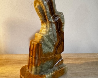 Vintage Carved Green Onyx Figural Bookend