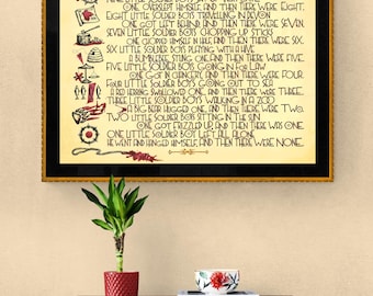 Agatha Christie Poem Print, And Then There Were None