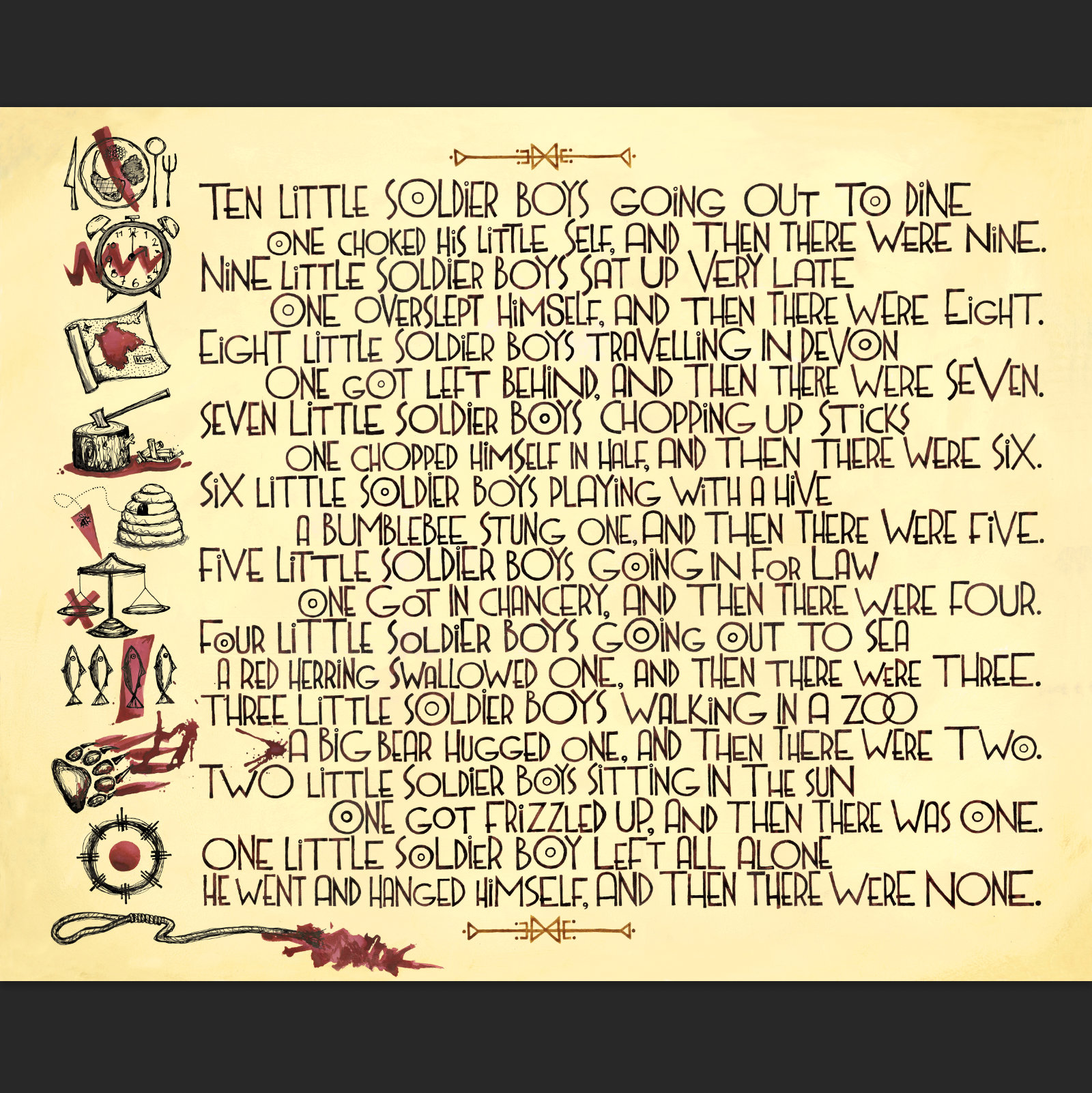 And Then There Were None. Fine Art Print of Famous Poem From Agatha