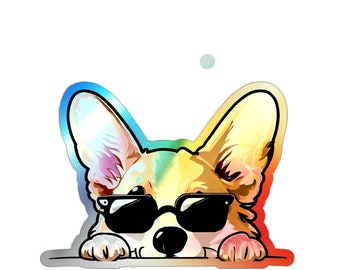 Holographic Corgi Car Decal Peeker - Add Whimsy to Your Ride!