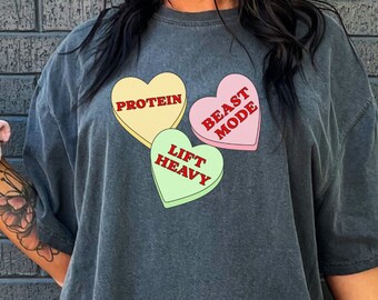 Candy Hearts Fitness T-Shirt, Valentine's Day Gym Tee