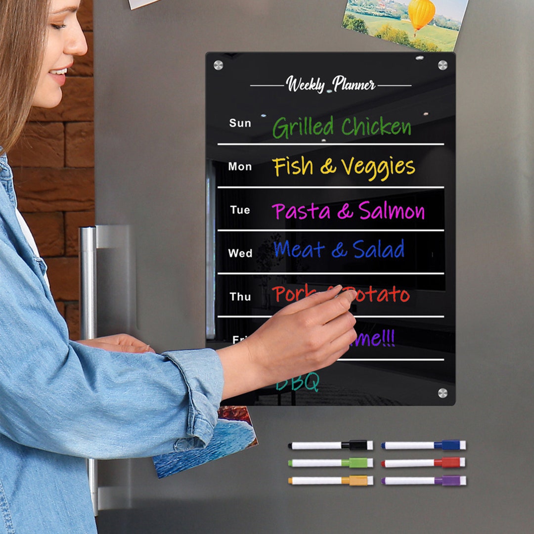 Week Board Tag Black Magnetic Acrylic Week Plan Memo Message Board Cartoon - Etsy