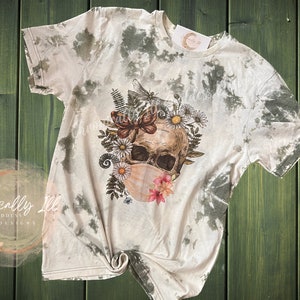 Floral Masked Skull Bleached Shirt | Chronic Illness | Visible Invisible Illness | Spoonie | Disability