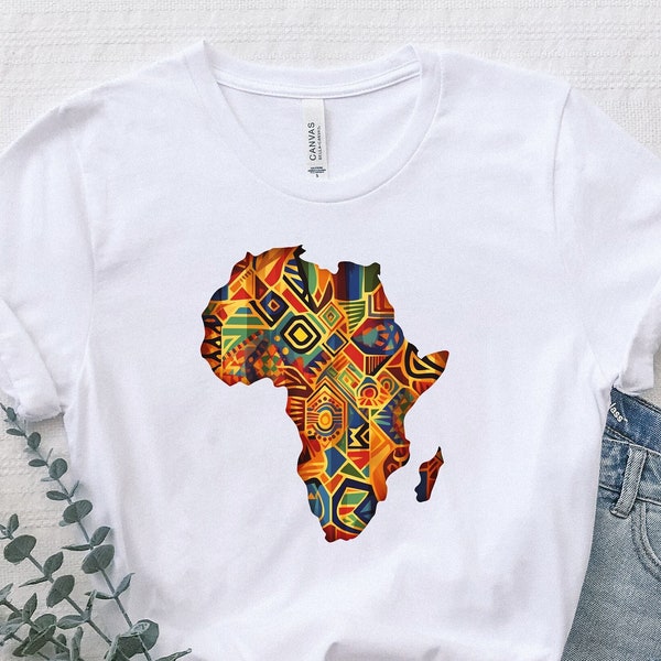 Africa Map Shirt, Africa map with motives T-shirt, African American Shirt, African Shirt, Map Of Africa, BLM Shirt