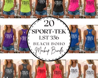 Sport-Tek LST356 Racerback Tank Mockups, Beach Boho Lifestyle Bundle (Digital Download)