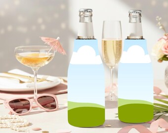 Bach Party Zip-Up Bottle Cooler Mockup Canva Template Bachelorette Poolside Resort Glass Bottle Sleeve Cozie Gift Favor