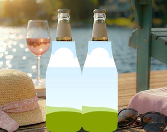 Zip-Up Bottle Cooler Mockup Lakeside Girls Trip Canva Template Glass Bottle Sleeve Cozie Birthday Trip Holiday Party Gift Family Reunion