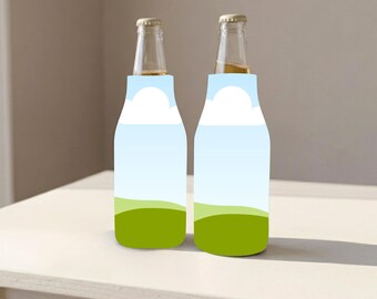 Zip-Up Bottle Cooler Mockup Minimalistic Canva Template Glass Bottle Sleeve Cozie Birthday Trip Bach Party Gift Family Reunion Summer